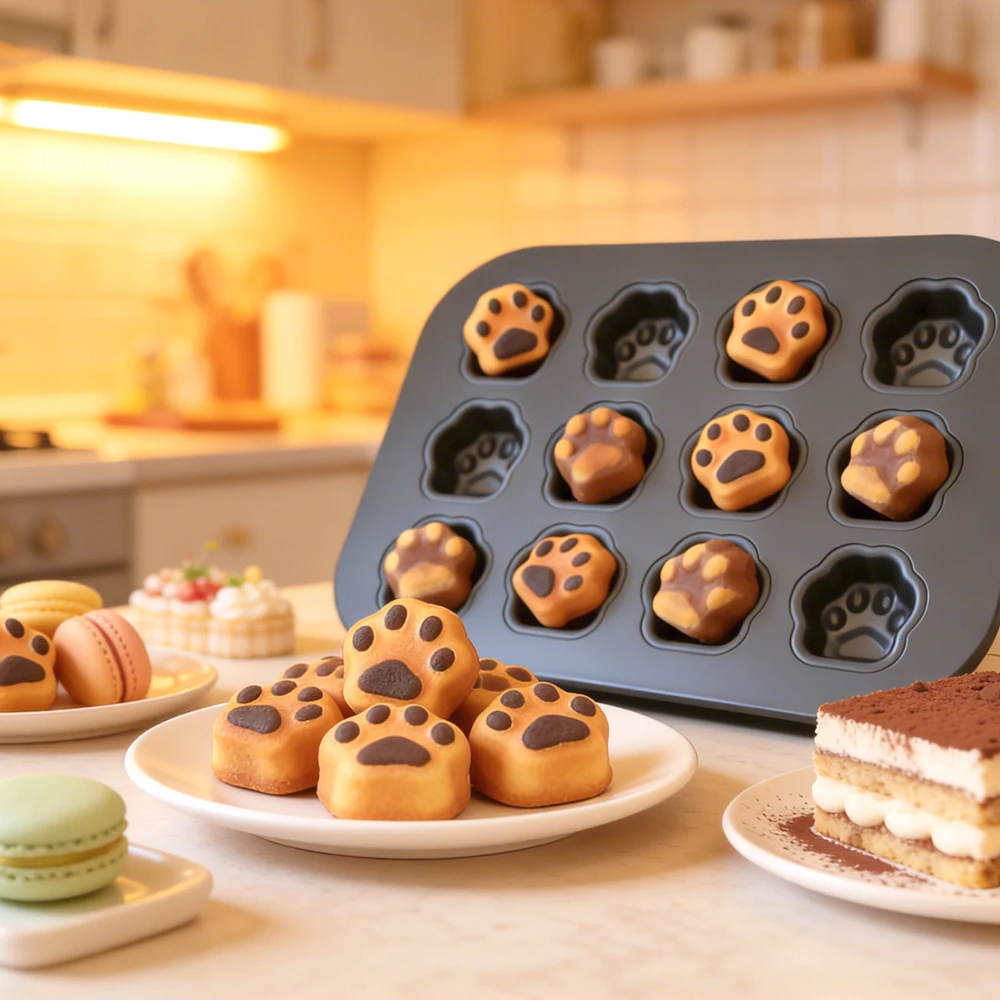 

3D Cute Cat Claw Non-Stick Baking Mold Madeline Financier Cake Tray Metal Baking Form Perfect for Sweet Treats And Pastries