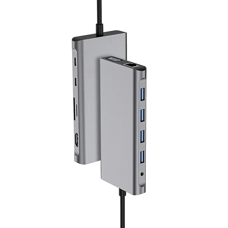 Docking Station USB Hub 12 In 1 4K 30Hz: -Compatible, USB 2.0, USB 3.0, PD, SD/TF