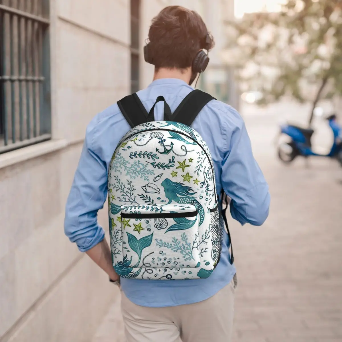 Mermaid Ocean Light Student Backpack School Bag Hiking Travel Daypack for Boys Girls Bookbag Shoulder Bags