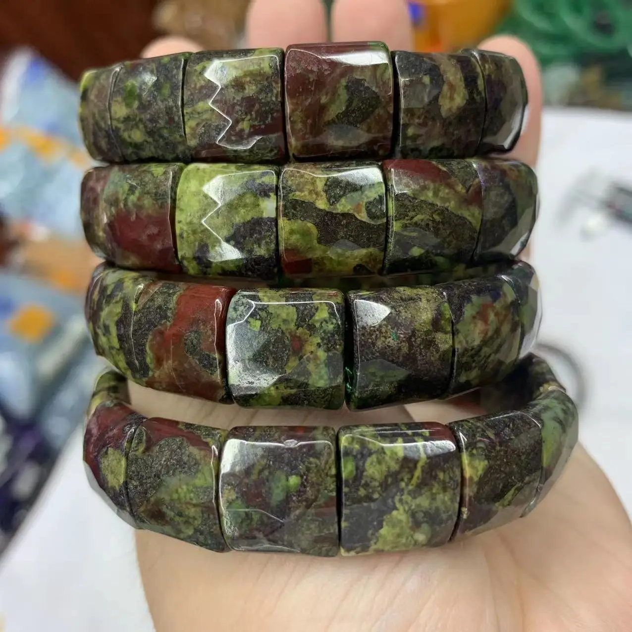 

Dragon Bloodstone Beads Bracelet Natural Gemstone Jewelry Bangle For Women For Man For Gift Wholesale !