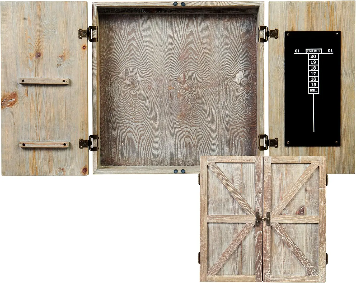 ^Barnwood Dartboard Cabinet with Wheat Finished Barn Style Doors - Dartboard Not Included