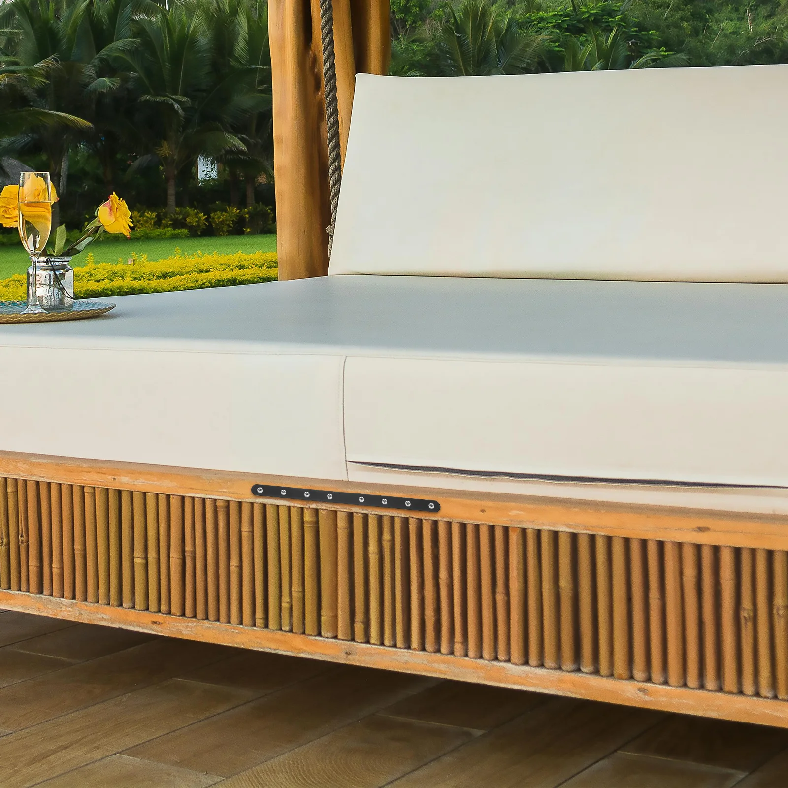 

4Pcs Stainless Steel Flat Straight Brace Brackets Heavy Duty Furniture Repair Support for Wood Cabinets Bookshelves and Fences