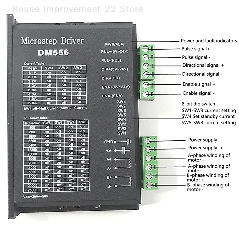Controlador de Motor paso a paso Digital DM542/556/860 DSP 2 fases 20-50V DC 1-5.6A para Motor paso a paso 42 57 86 Motor paso a paso Nema17/23