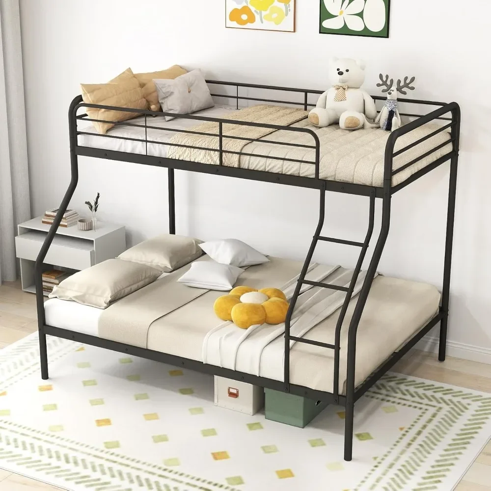 

Twin Over Full Metal Bunk Bed,Heavy-Duty Bunk Bed with Inclined Ladder, Safety Guardrail, Metal Slats Support, Noise-Free Design