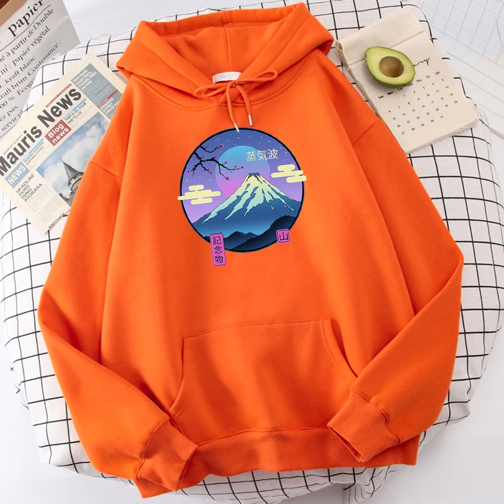 Vaporwave Mount Fuji Memorial Ukiyo E Print Men\'s Hooded Hip Hop S-Xxl Hoodies Autumn Fleece Hoodie Fashion Casual Tracksuit