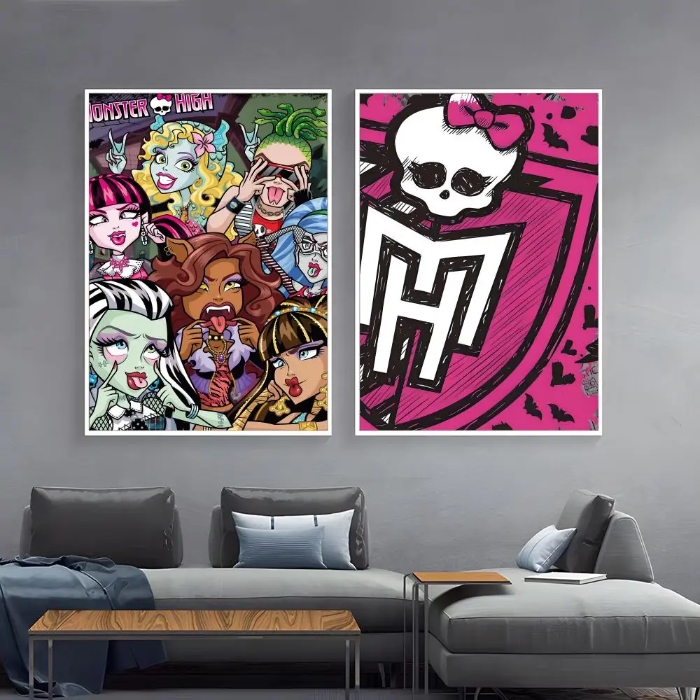 Affiche classique d'anime Monster High, impression sur papier, décoration artistique pour la maison, le salon, la chambre à coucher, l'entrée, le bar, le café