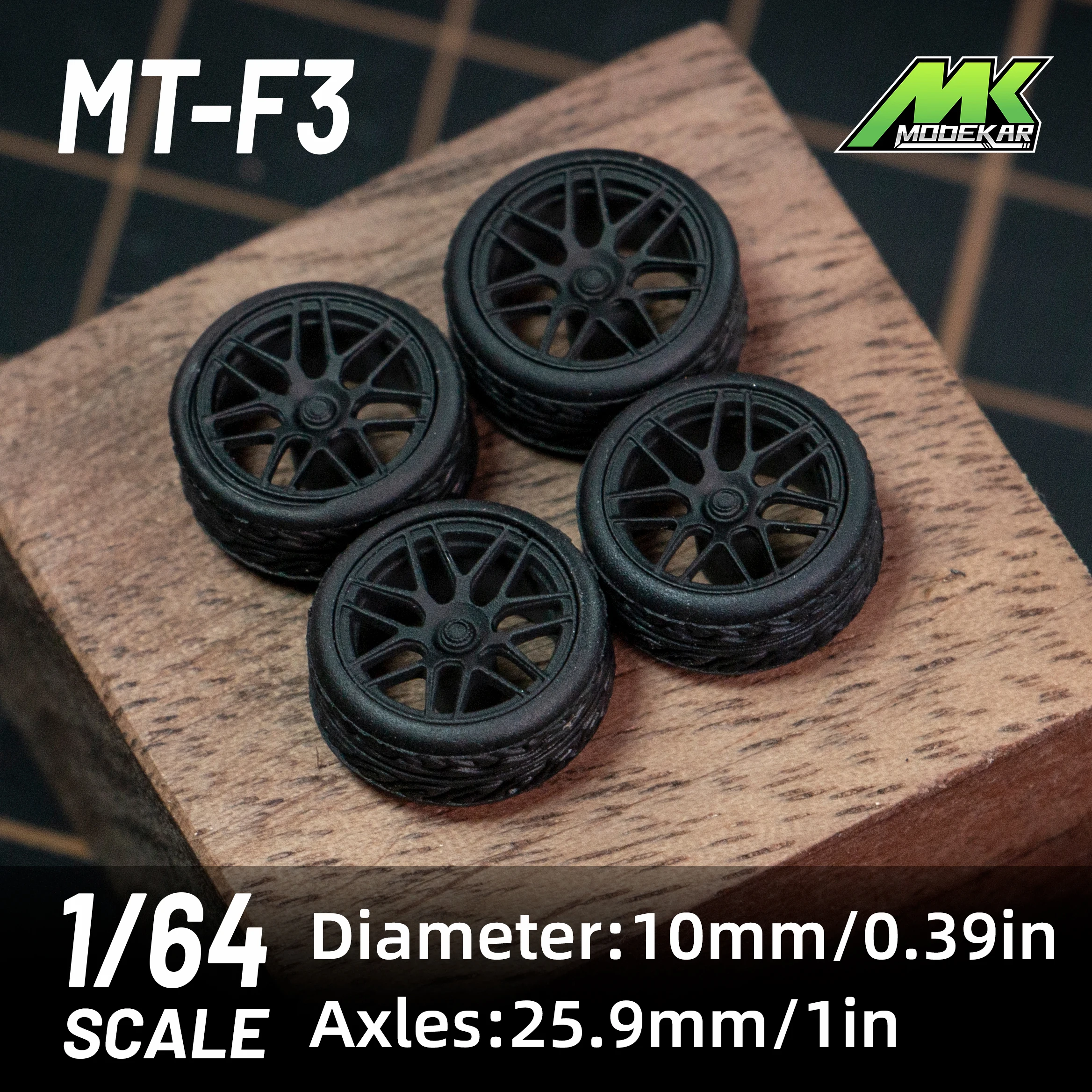 1/64 microkiom Wheel with Rubber Tires 10mm Model Car Conversion Parts JDM Hot Wheels MiniGT MT-F