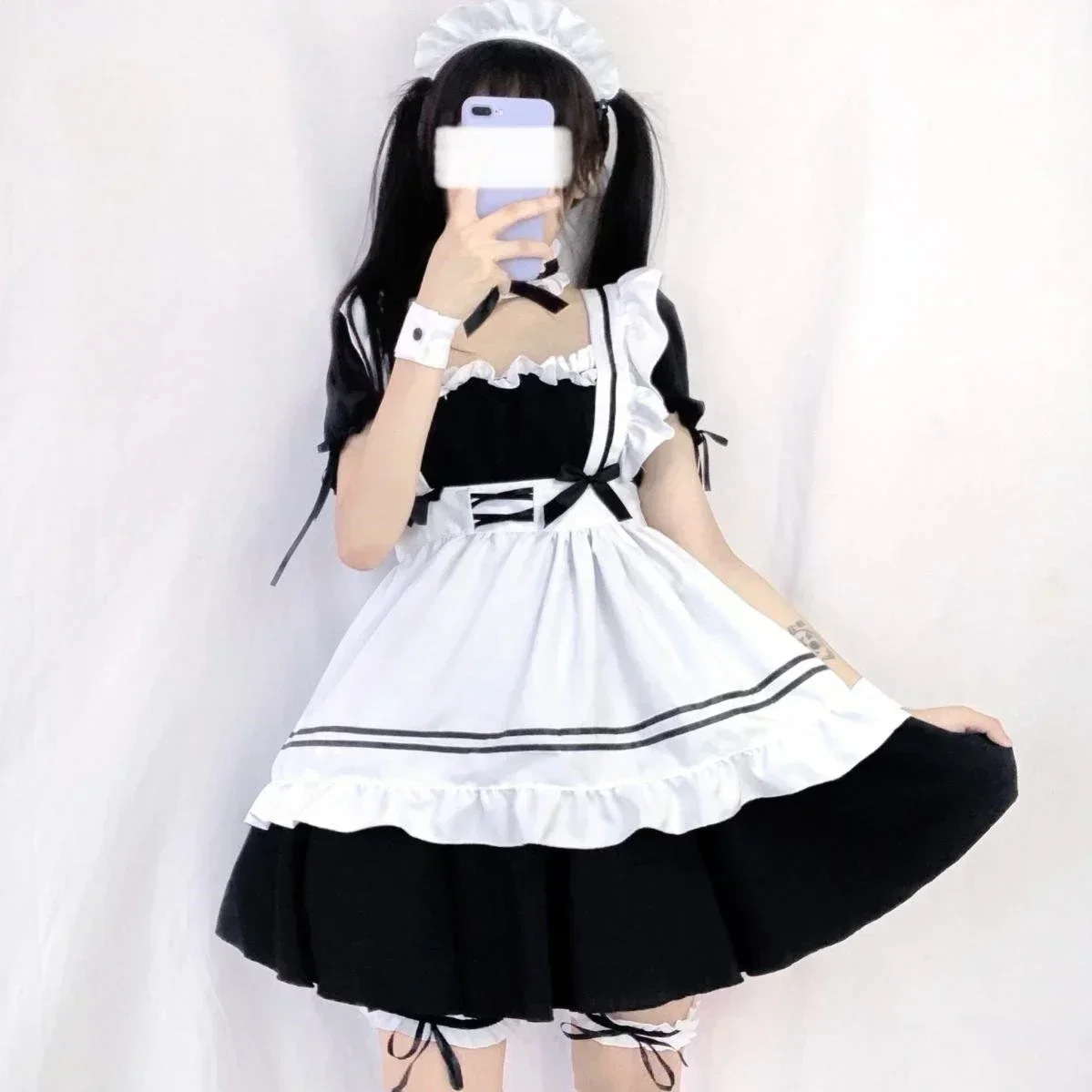 

6pcs Set Cute Maid Costume Cosplay Hand GameRed Wine Sweet Maid Costume Lolita Anime Cosplay