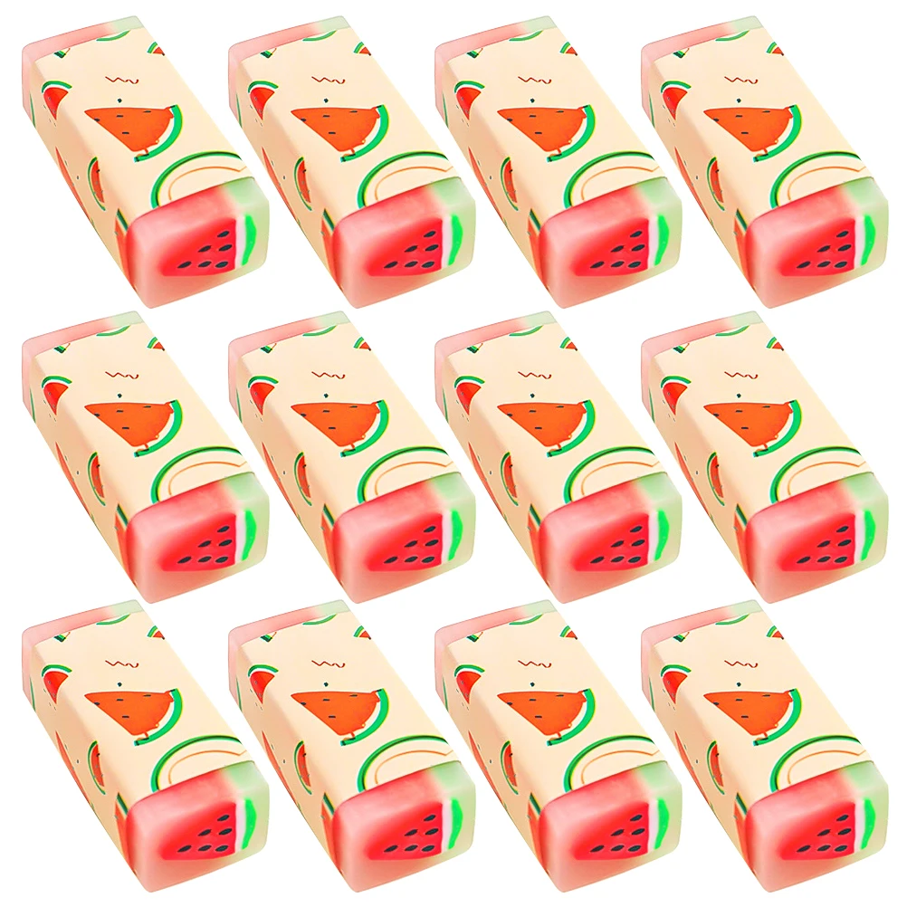 18 Pcs Fruit Style Eraser Student Stationery PVC Rubber School Supplies Pink Erasers Kids Gift Lightweight Practical
