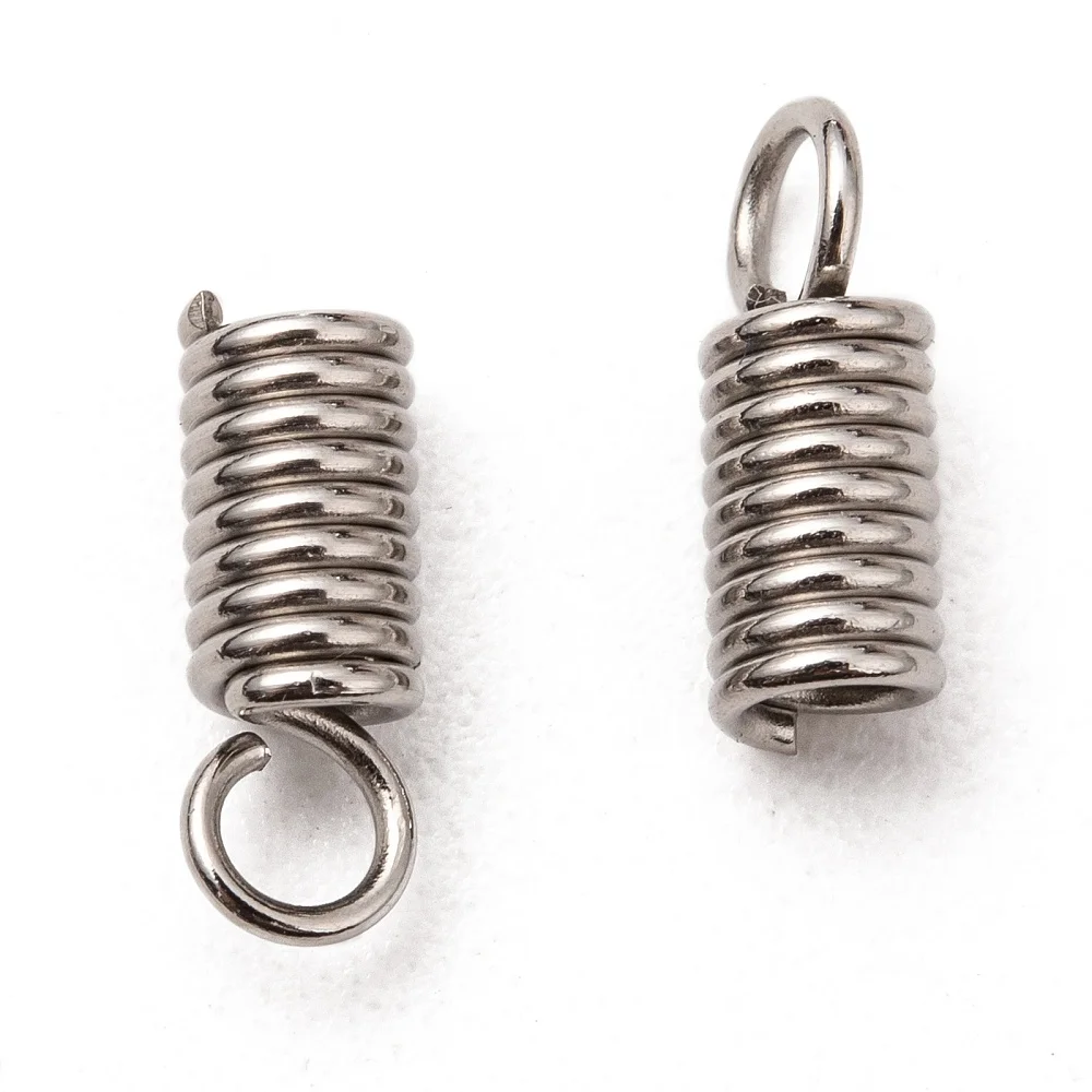 50pcs 304 Stainless Steel Terminators Crimp Ends Fastener Cord Coil End Caps Clasps DIY Connectors Jewelry Finding 11x5mm 10x4mm