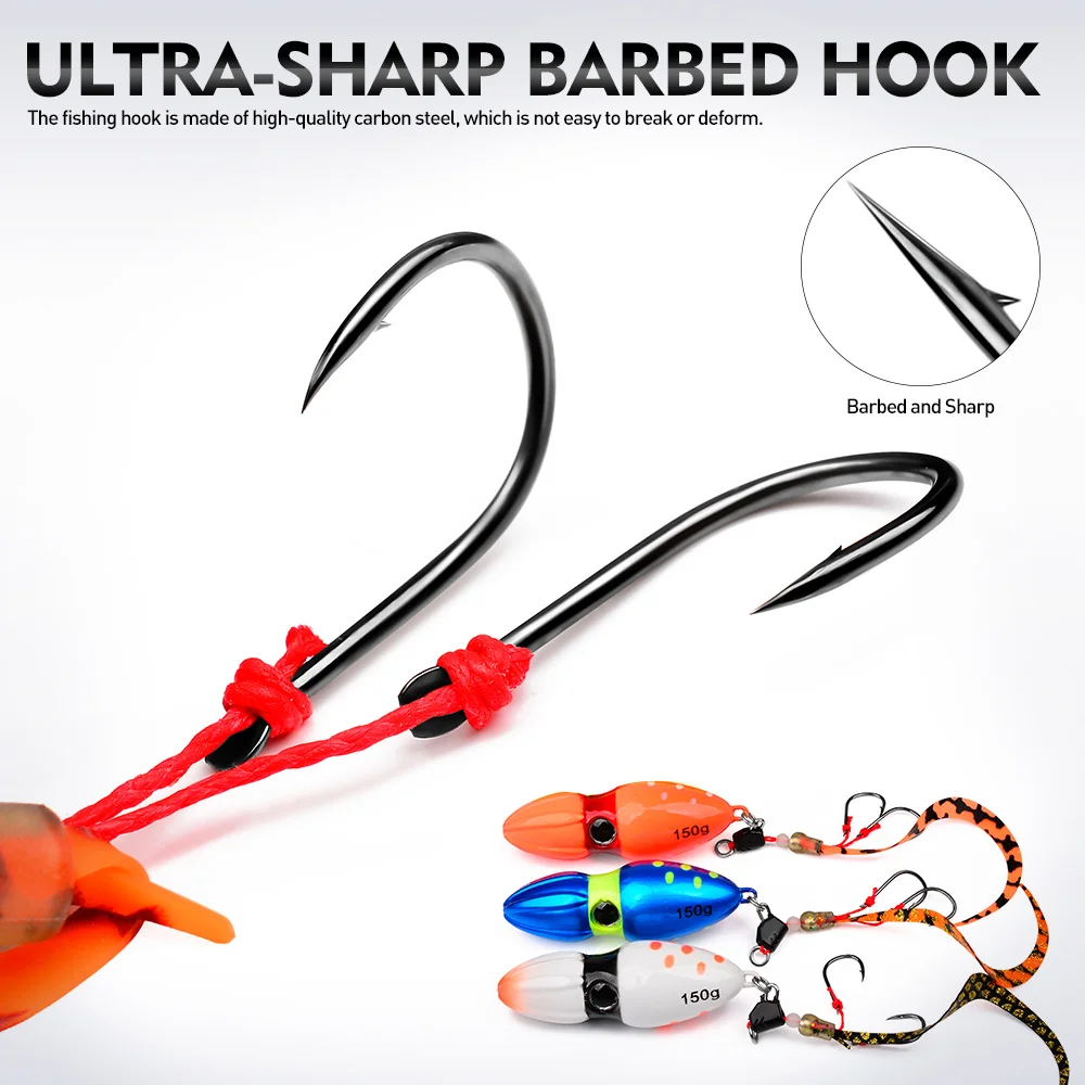PROBEROS 1PC Gourd Slider Jig Saltwater Jigging Lure Slow Jig Head With with Butterfly Hook and Skirt Lureluminous Fishing Bait view 6