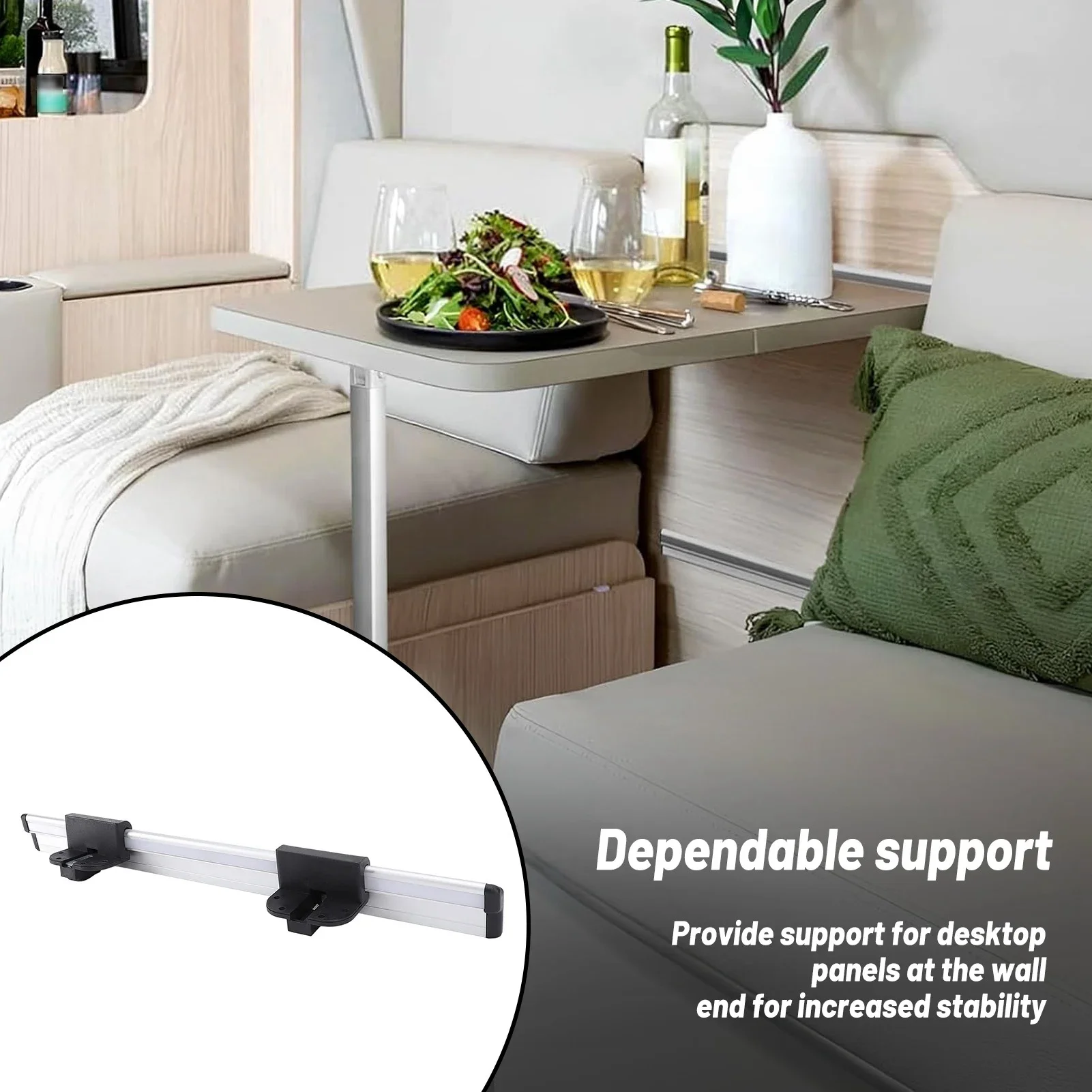 20in RV Table Rail Aluminum Alloy Anodized Strong Support Table Guide Rail for Camping Vehicle Motorhome Trailer