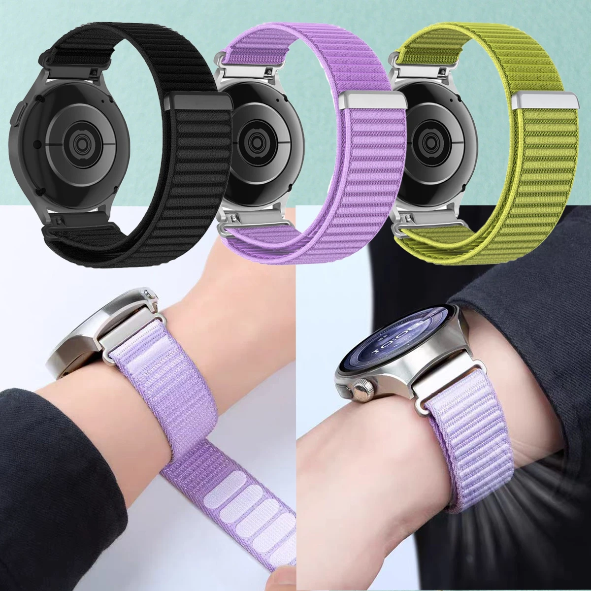 18/20/22mm Sport Nylon Strap Galaxy Watch Band 7/FE/6/5/pro/4/Classic/active 2/Gear S3 Velcro Strap for Huawei Watch GT 5 4 3 2