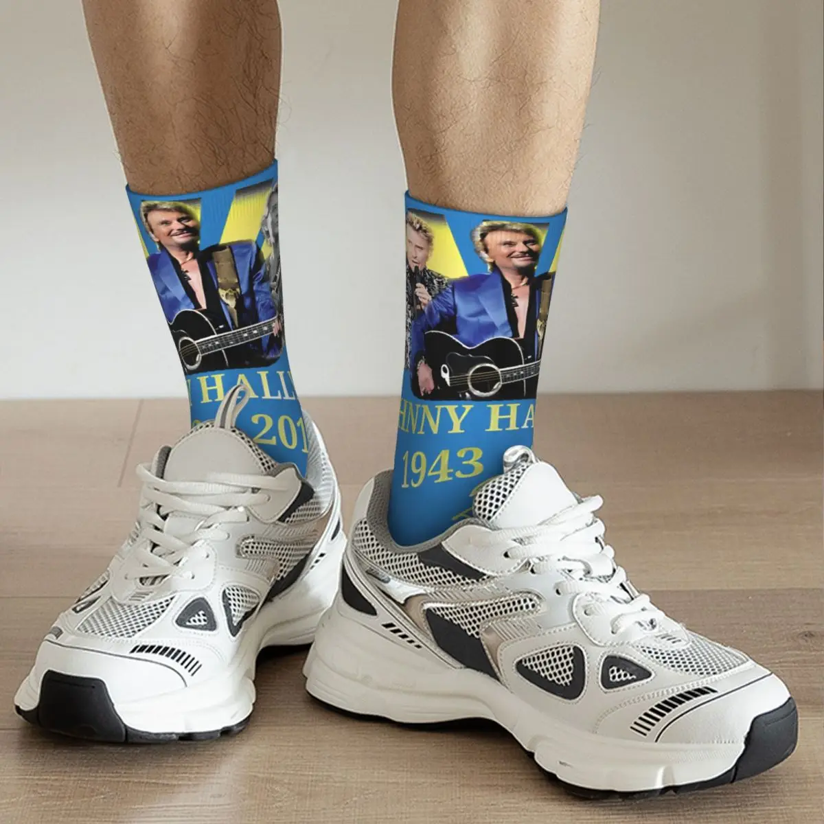 Calcetines clásicos de Johnny Hallyday para hombre, medias Retro Harajuku, estilo callejero, novedad