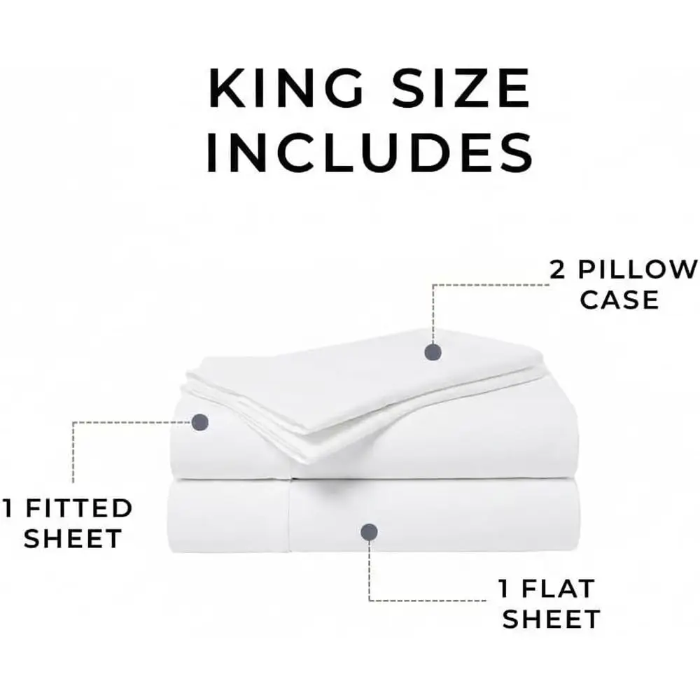 415 Thread Count Percale King Sheet Set, White | 100% Peruvian Pima cotton, cool crisp matte inish, 13.5 in deep ket it, 4 pc: l