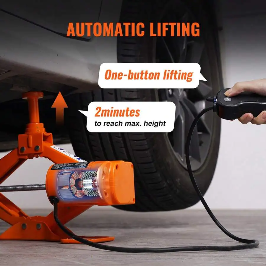 

3-Ton 6600Lbs 12V Auto Electric Scissor Jack With Remote, Dual Saddles, Integrated Impact Wrench For Sedan SUV Truck Tire Change