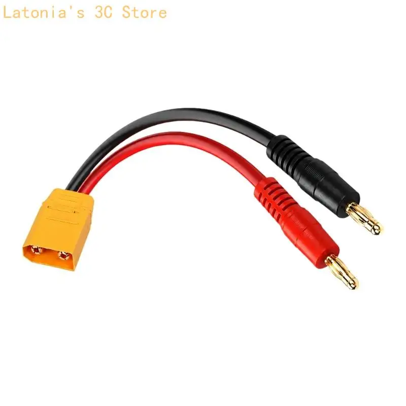 FPV Power Supply Cable with XT90 End, Double 4mm Banana Terminals, and Distinct Positive-Negative Wire Identification X3UB