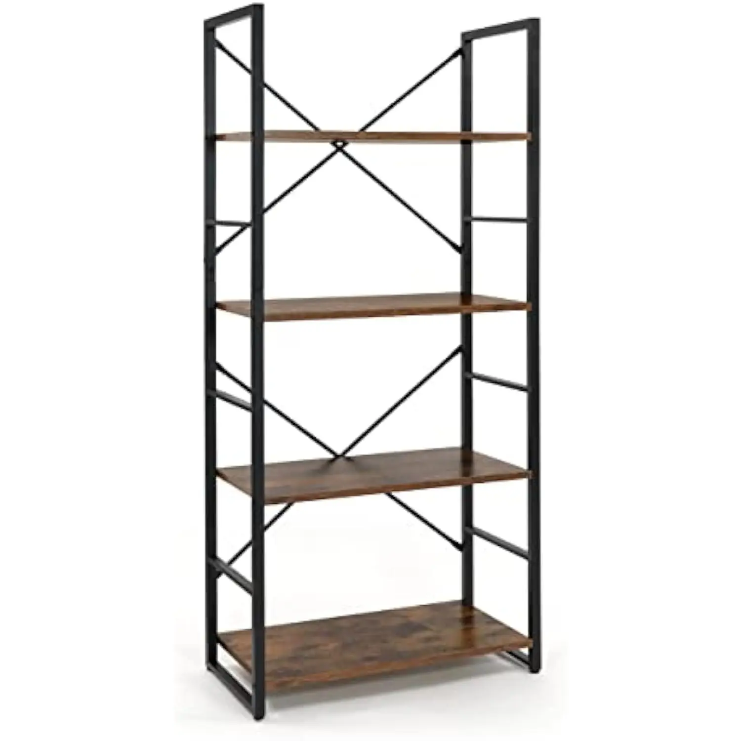 

4-х уровневая книжная полка, отдельно стоящая полка шириной 24 дюйма, промышленная книжная полка для домашнего офиса, органайзер для хранения книжных шкафов