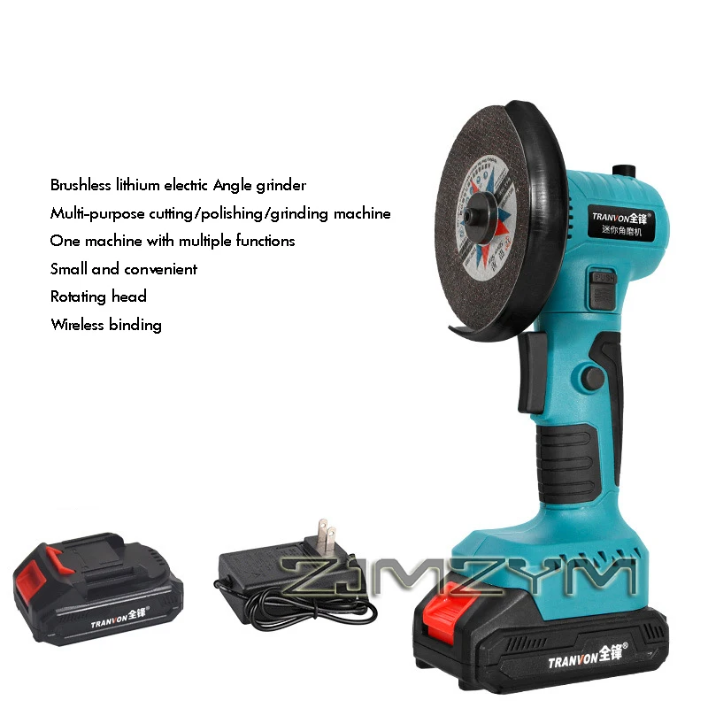 Electric Angle Grinder Rechargeable Brushless Angle Grinder 180° Degree Rotation For Home Polishing, Cutting And Grinding Tool