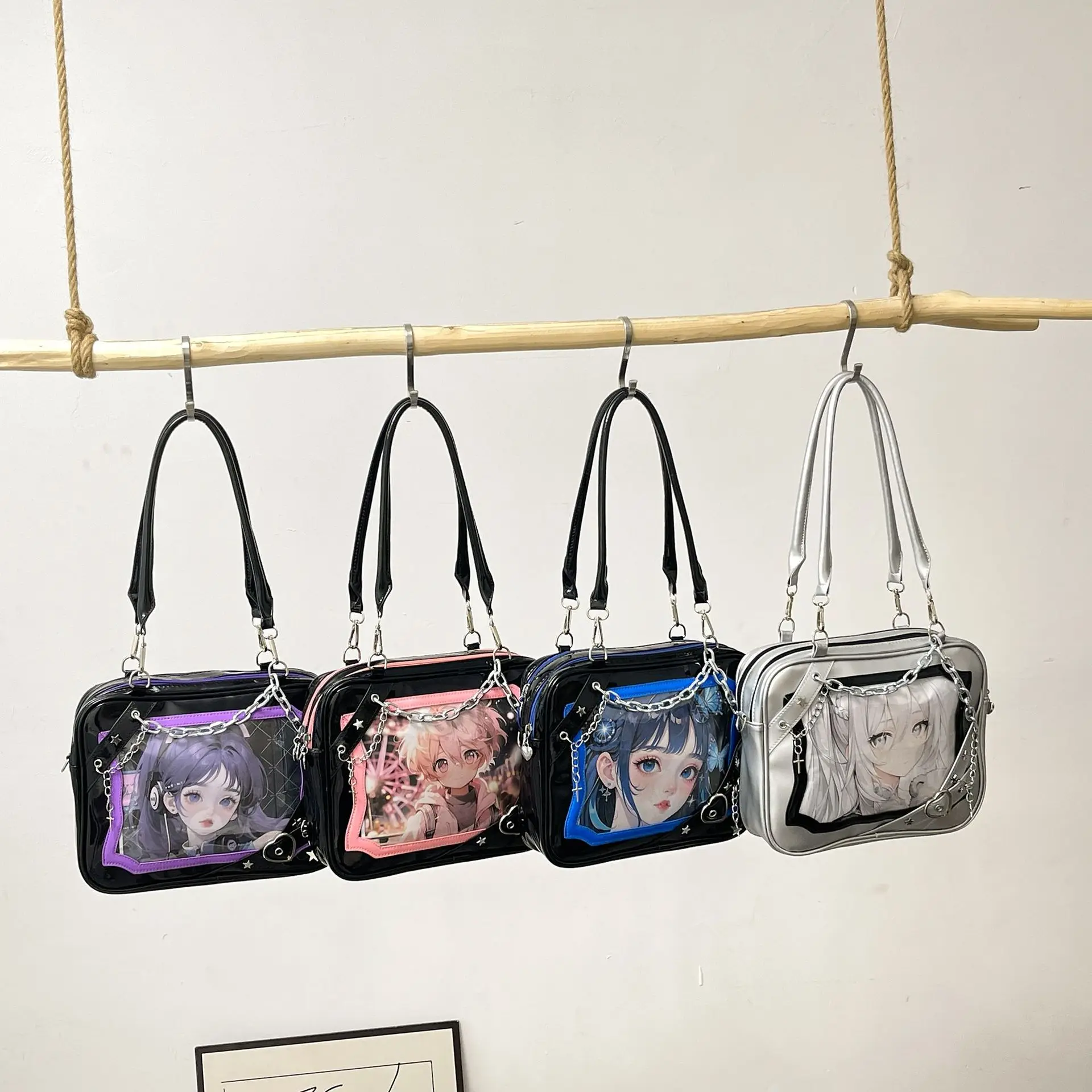 Japanese Style Spicy Girl Subculture Shoulder Bag 2024 New College students Gothic Small Appetite Transparent Pain Bag Itabag