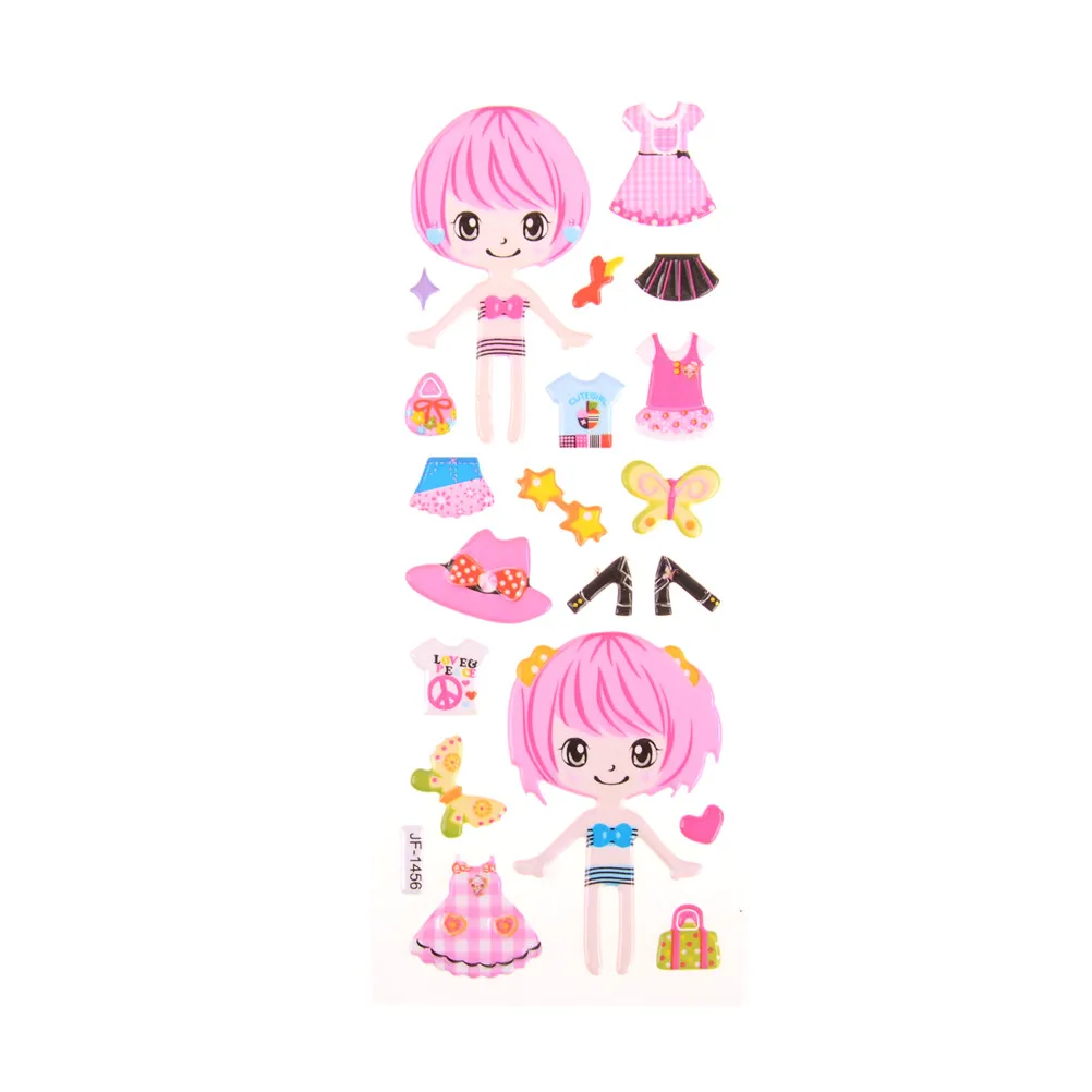 Funny 5 Sheets Girl Changing Clothes Stickers Kids Dress Up Stickers Cartoon Beauty Dress Up Little Girl Loves PVC Book Stickers