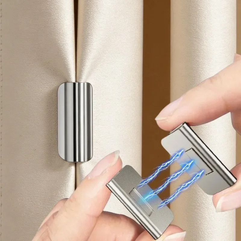 Strong Magnetic Curtain Metal Buckles Detachable Window Screen Curtain Closure Magnet Nail-Freed Blackout Clip Fixed Fasteners