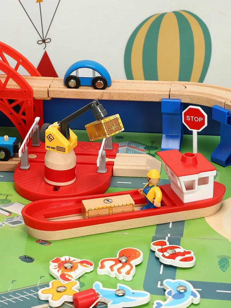 Children's Electric Wooden Train Set Track Gaming Table Toys Building Table Educational Assembly 2 Years Old