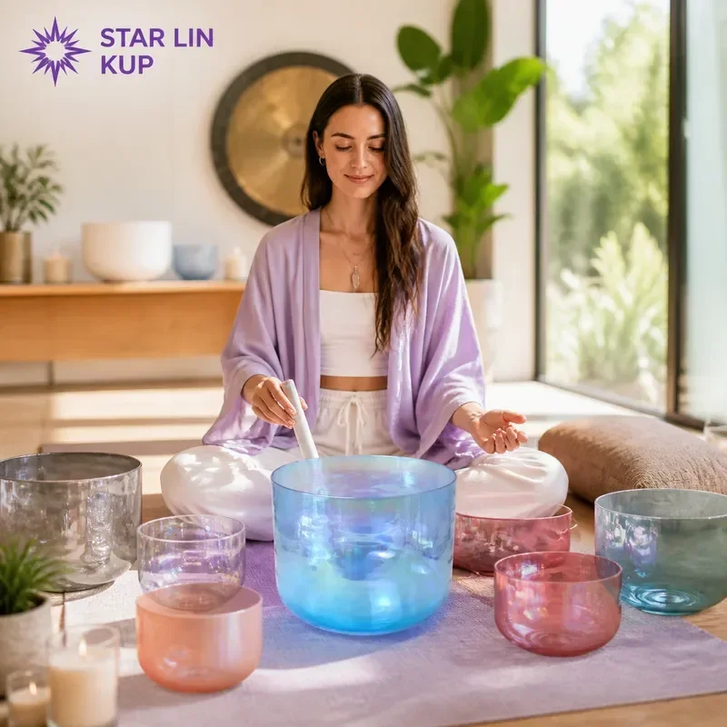 STAR LIN KUP Custom Size Alchemy Crystal Singing Bowl Healing Sound Therapy Chakra Meditation Yoga Instrument Handmade Quartz