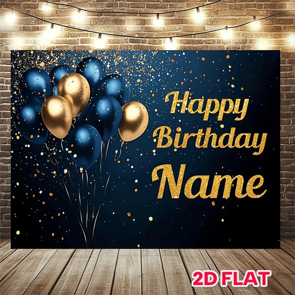 1 шт. темно-синий баннер с золотыми блестками и надписью Happy Birthday, индивидуальный дизайн, украшение для вечеринки