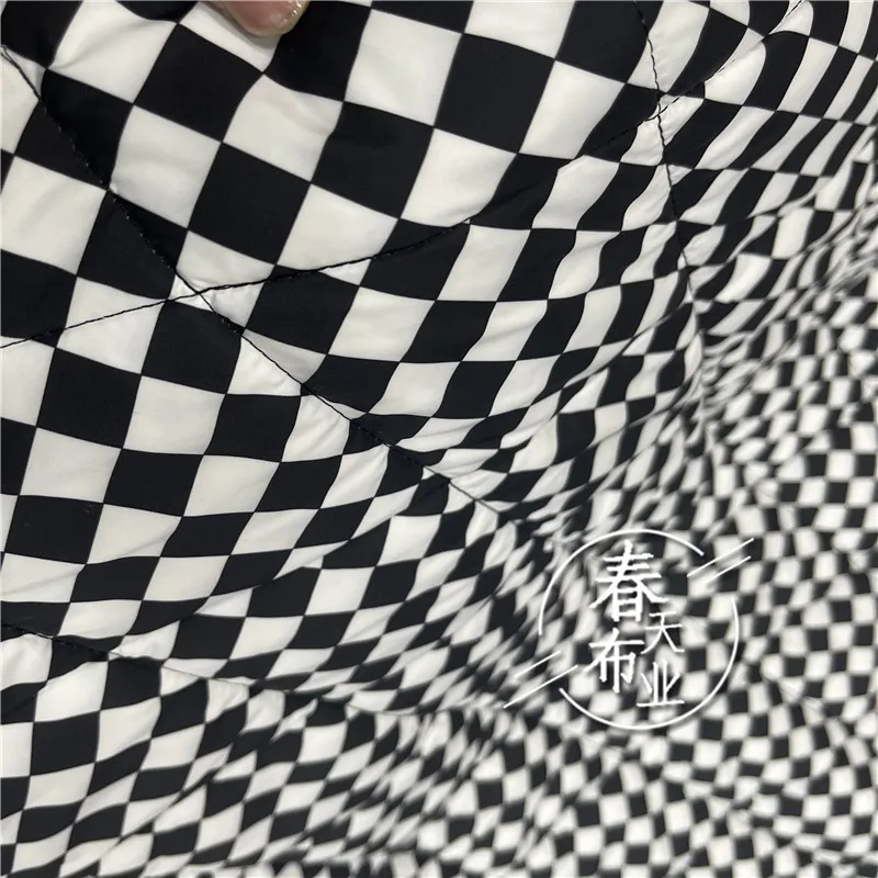 Cotton Lining Fabric Sold By The Yard Black White Plaid Thickened Alpaca Wool for Warmth Cloth for Sewing Meter Diy Material