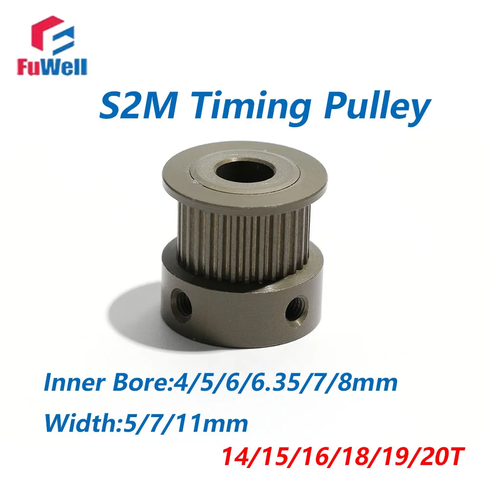 FuWell S2M K Type Timing Belt Pulley Aluminum Alloy 14T 15T 16T 18T 19T 20T Teeth Width 5/7/11mm Bore 4mm-8mm Synchronous Wheels