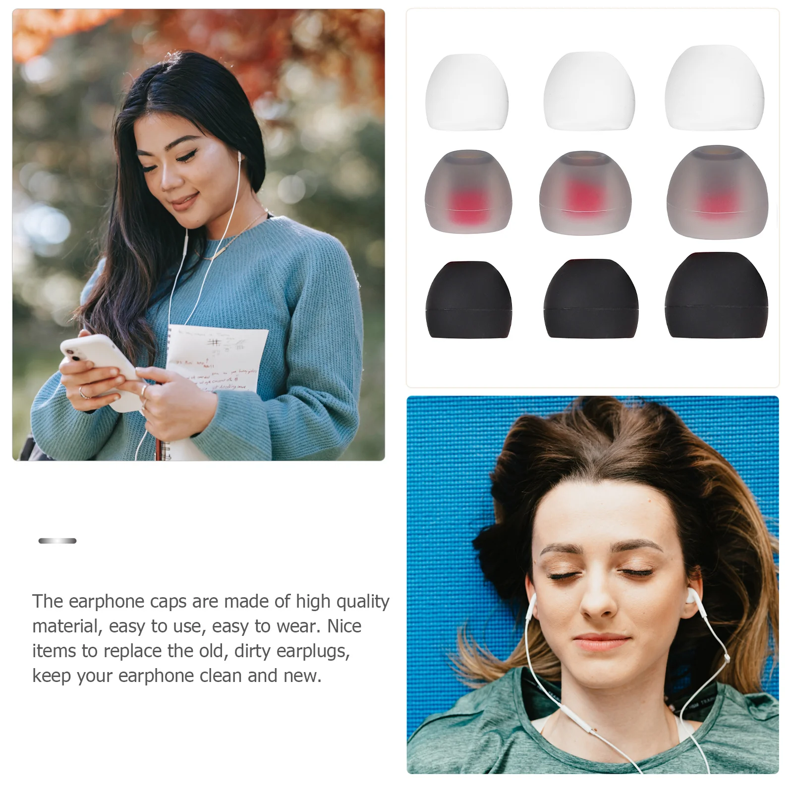36 قطعة من أغطية سماعات الأذن البديلة من السيليكون لتشغيل الموسيقى والاتصال والحد من الضوضاء وأطراف الأذن وإكسسوارات سماعات الرأس