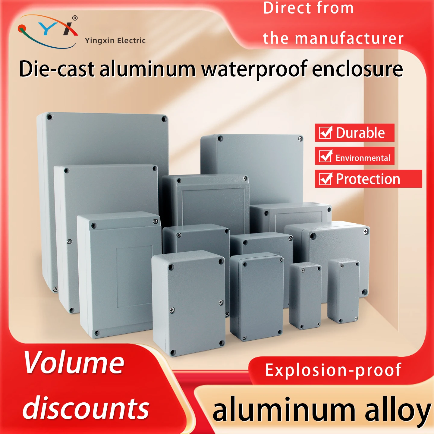Industry IP67 Aluminum Junction Box Die-Cast Aluminum Enclosures Wall Mounted Cases Waterproof Aluminum Box For Electronic--FA