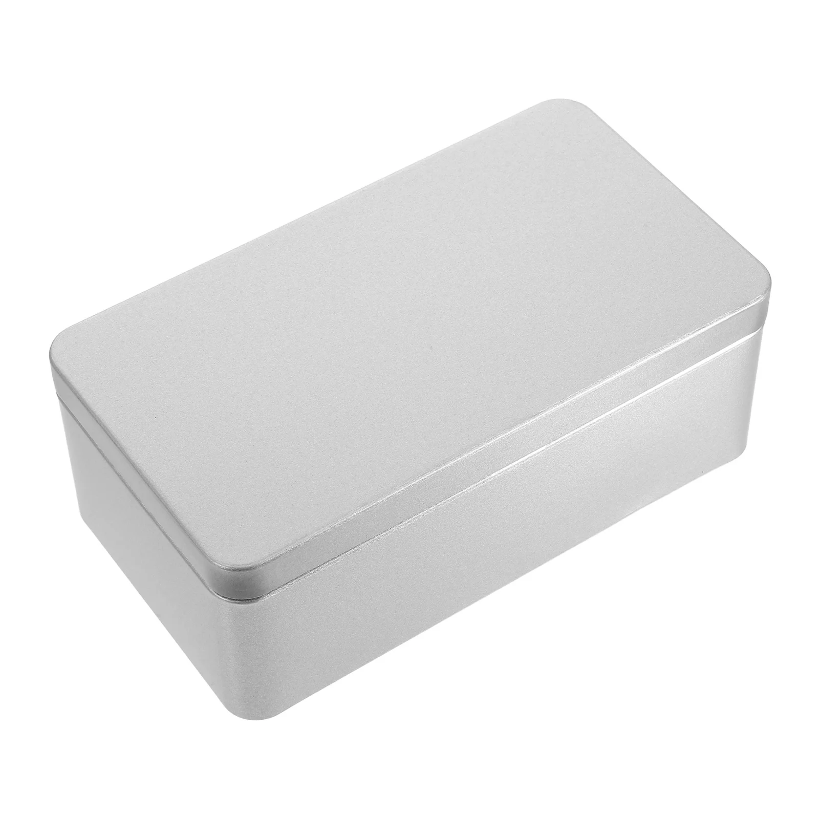

Rectangular Tinplate Storage Box Large Capacity Moisture Resistant Silver Food Candy Jewelry Keeper Kitchen Organizer