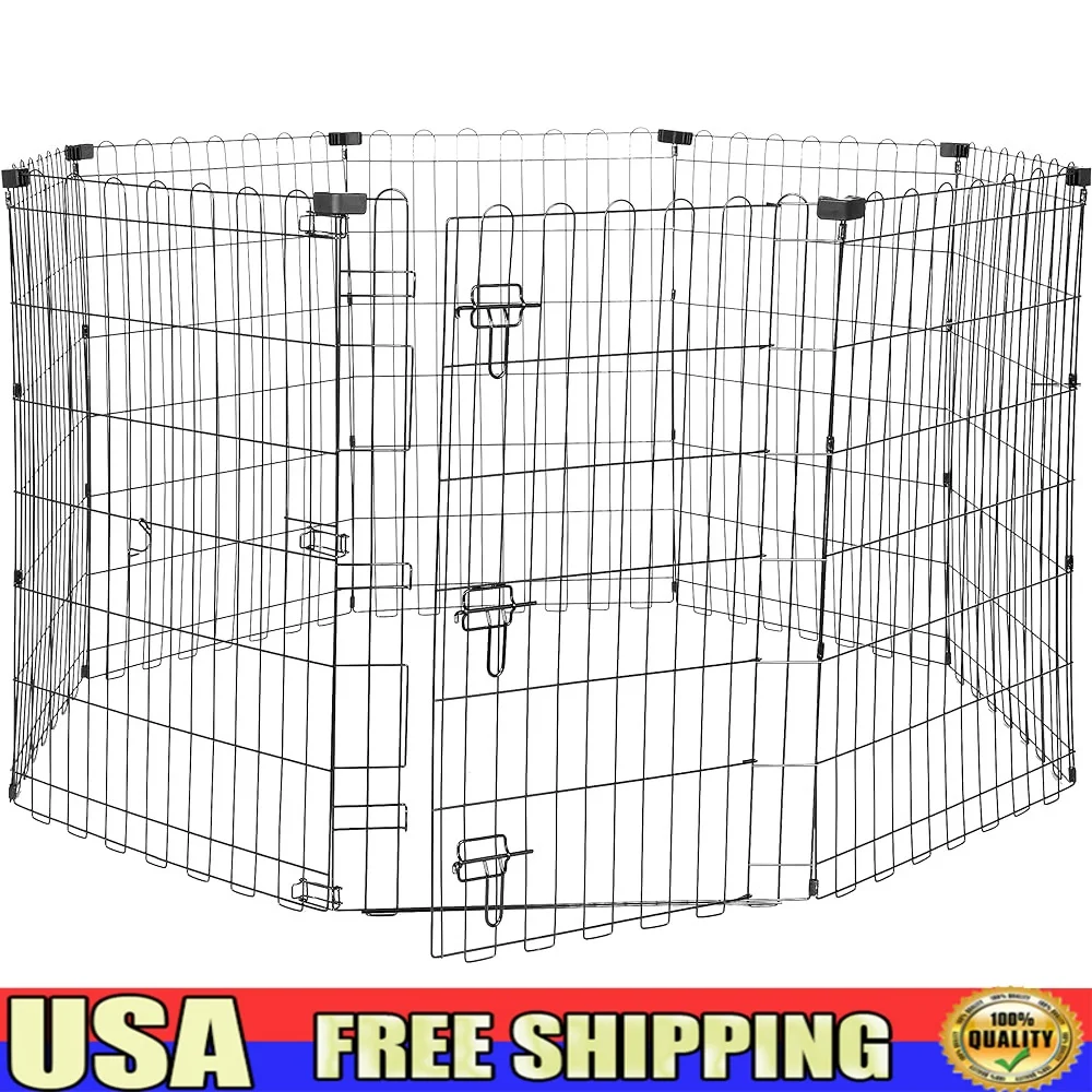

Foldable Octagonal Metal Dog Playpen Exercise Pen Indoor Outdoor Medium 8 Panels Single Door Durable Secure Easy Assemble