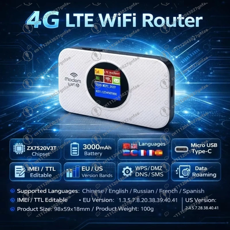 Portable Wifi SIM Mini Wifi De Poche Wi-fi Pocket Portable 4G Wifi Hotspot 3000mAh WPS USB WiFi6 LCD for outdoor use