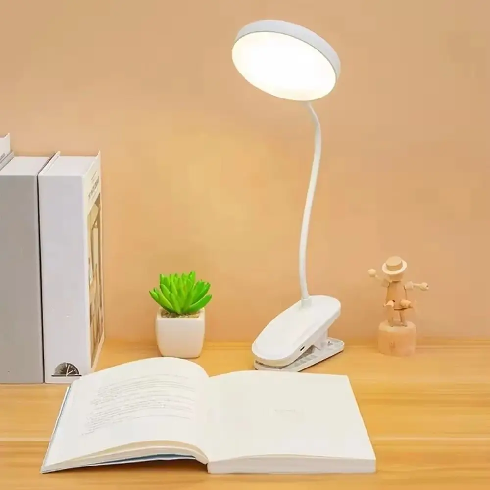 

3 Modes LED Clip Lamp Dimming Function Touch Control USB Rechargeable Lamp Plastic Eye Protection Reading Desk Lamp Book Reading