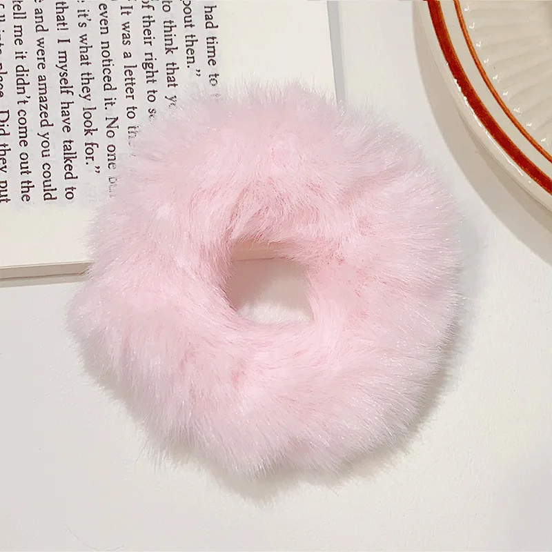 Neues buntes, flauschiges Haarband für Damen und Mädchen, Pferdeschwanzhalter, Haargummi, Plüsch-Scrunchie, Gummiband, modische Haaraccessoires