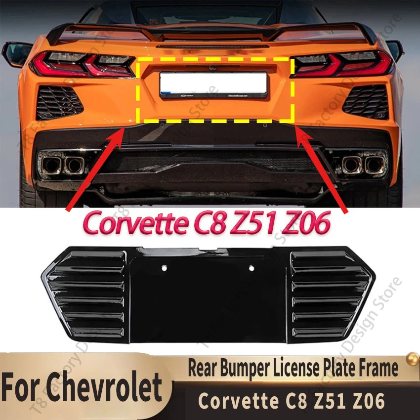 

Car Rear Bumper Lip for Chevrolet Corvette C8 Z51 Z06 2020 2021 2022-2025 Tail License Plate Frame Body Kit Tuning Cover Trim