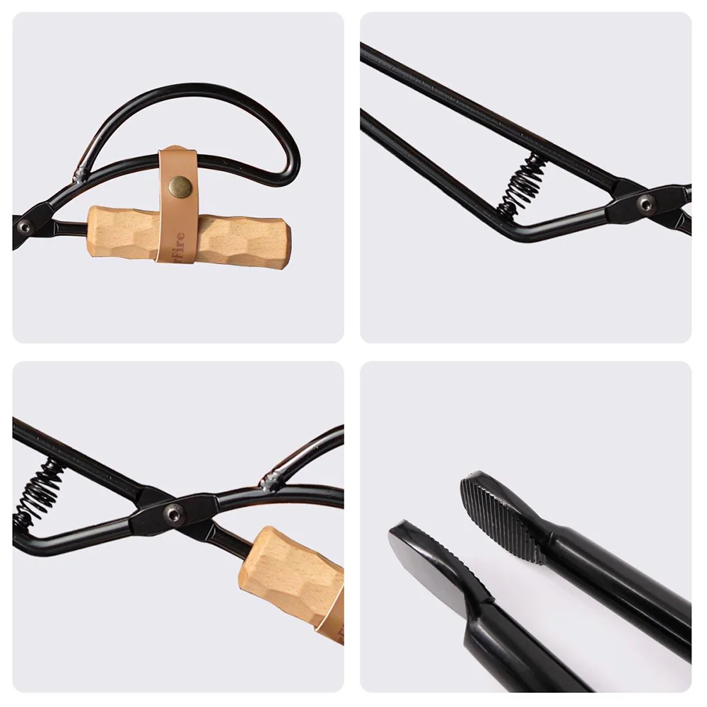 Firewood Tongs Campfire Fire Pit Fireplace Outdoor Indoor Campfire Stove Fire Pliers tool Lengthened anti-scald charcoal clips