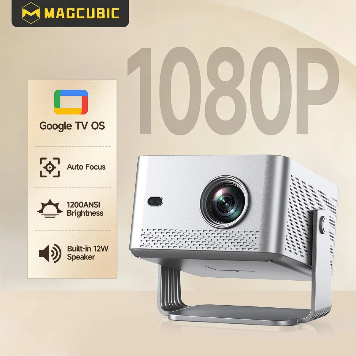 Magcubic M800GT 1200ANSI Android 14 Portable Outdoor Projector Native 1080P Auto Focus Mini Projector
