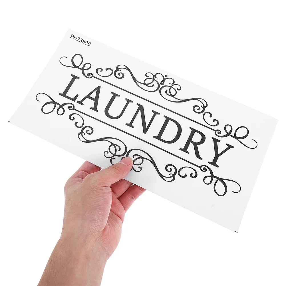 

4Pcs Black Waterproof Laundry Sticker Removable Wall Sign Decor for Business Shop Office Home Restroom Walls Home Wall Prints