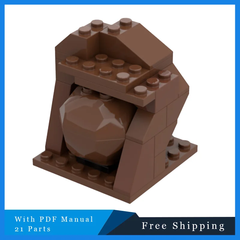 21 PCS Mining Scene Stacking Bricks Series Creative Brown Shape Rock MOC Building Block Model Children Puzzle Toy Birthday Gifts
