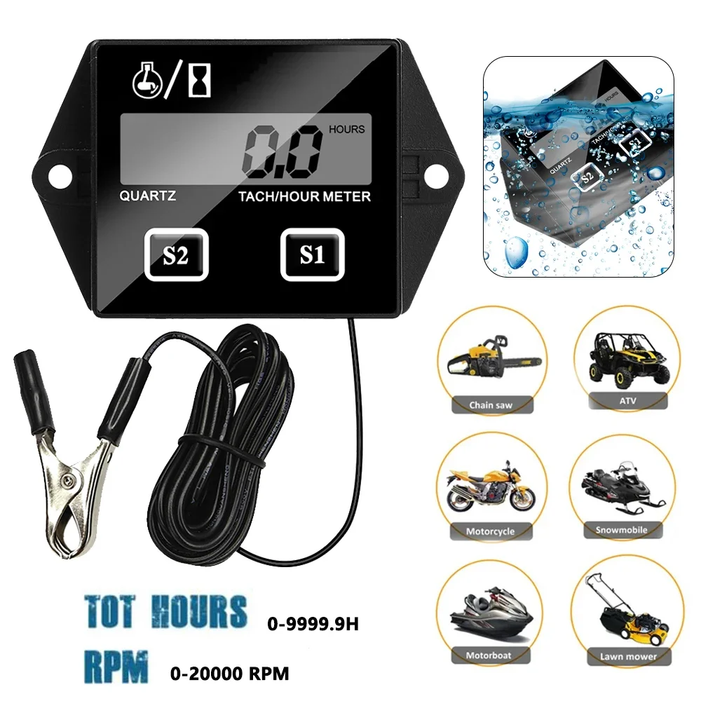 Tacómetro de motocicleta con Clip, medidor de tiempo de trabajo del motor, resistente al agua IP65, 0-20000 RPM, 3 opciones