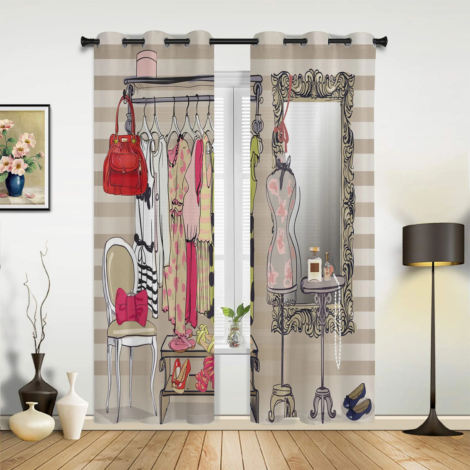 Dressing Room Skirt Fashion Kitchen Curtain Kids Bedroom Living Room Balcony French Windows Curtain Fabric Pergola Bathroom