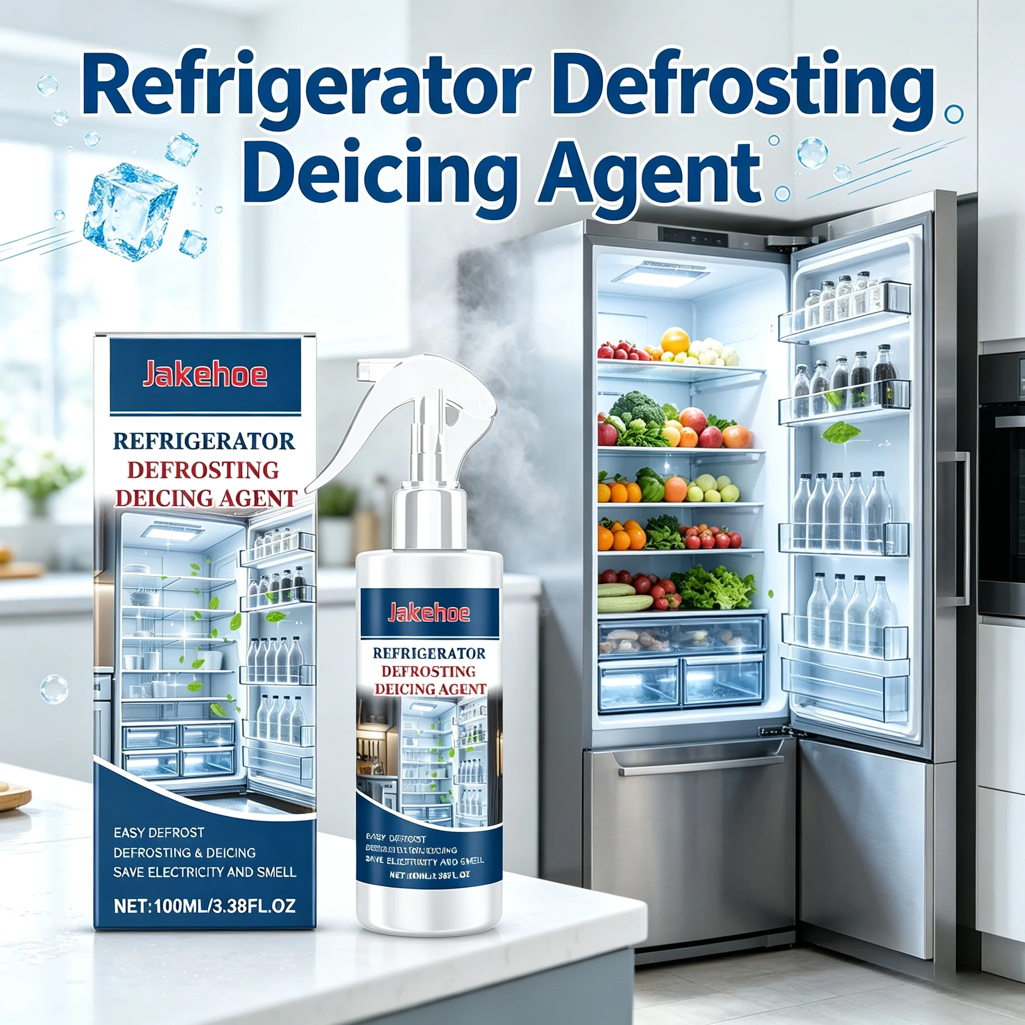 Fast Acting Refrigerator Defrost Deicing Spray Anti-Frost Ice Melting Freeze Fridge Home Appliance Clean Deodorize Defrost Spray