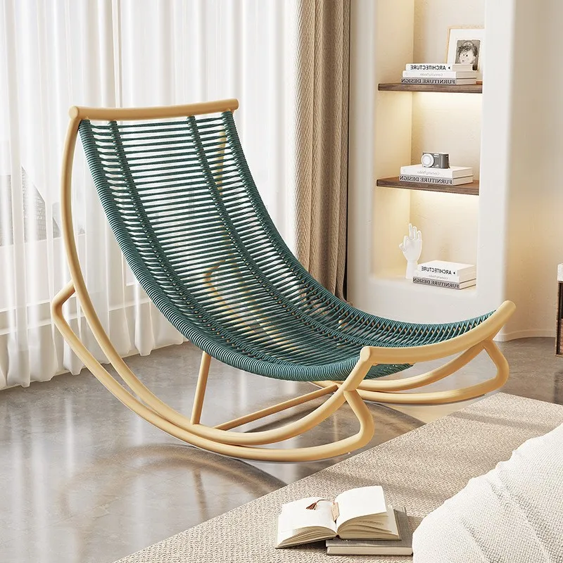 Leisure Lazy Style Metal Rocking Chair Can Be Used As A Lazy Sofa Home Living Room Balcony Nap Leisure Single Rope Rocking Chair