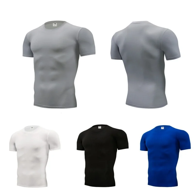 Men\'s Running Compression Tshirts Quick Dry Soccer Jersey Fitness Tight Sportswear Gym Sport Short Sleeve Shirt Breathable