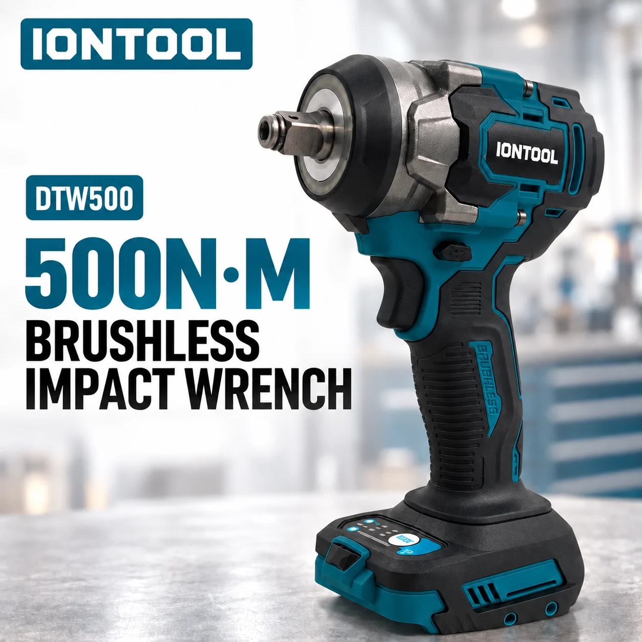 IONTOOL Cordless Impact Wrench 500N 1/2 Inch Drive Tool Only for Vehicle Tire Nut Removal Auto Maintenance Repair