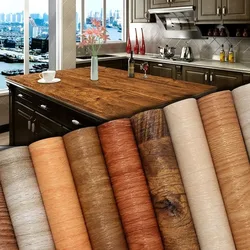 40CM Thickened Waterproof Wood Grain Stickers Self-adhesive PVC Wardrobe Cabinet Desktop Modern Furniture Decorative Wallpaper ﻿